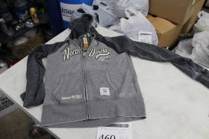 lot 460 image: Noble Wear Hooded Sweatshirt Womens X-Large Grey with North Dakota Bakken Oil Field Logo (new)