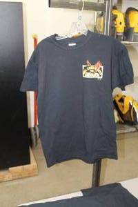 lot 556 image: Lot of (10) Gildan Heavy Cotton T-Shirt Medium 100% Cotton Black with God Guns & Guts Made America Lets Keep All Three Logo (new)