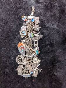 lot 268 image: Sterling Silver 3 Layer Charm Bracelet with Many Charms