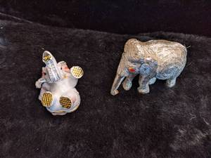 lot 280 image: Jewel Encrusted Elephant Trinket Box and Silver Elephant