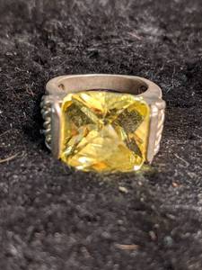 lot 226 image: Sterling Silver Ring with Yellow Gemstone Size 6