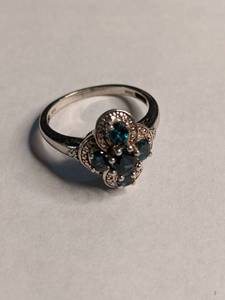 lot 229 image: Ladies Sterling Silver Ring with Gemstones Size 7