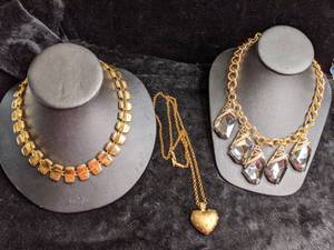 lot 259 image: 3 Gold Necklaces, Anne Klein, Swarovski and Leslie Danzis