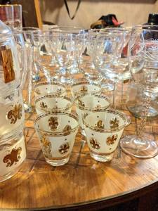 lot 23 image: Vintage Crystal and Glass Bar Glasses, Pitchers and more