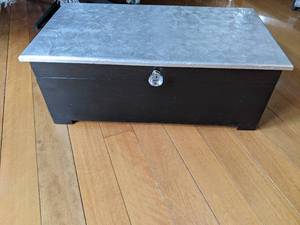 lot 156 image: Wood Black Chest with Silver Top
