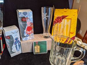 lot 29 image: Stella Artois and Miller Beer Glasses, Pitcher and Coasters