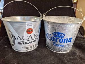 lot 36 image: Corona and Bacardi Bar Buckets Nice Clean Condition