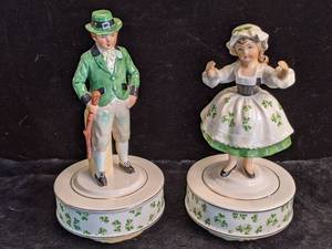 lot 165 image: Vintage Boy and Girl Irish Music Boxes