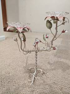 lot 173 image: Beautiful Cast Iron Candle Holders in Creams, Pinks and Reds