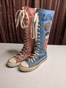 lot 180 image: Hand Painted Knee High Tennis Shoes Ladies Size 5