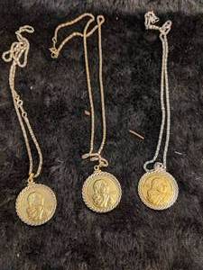 lot 210 image: Lot of 3 American Indian Relief Council Coin Necklaces Dated