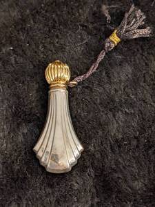 lot 212 image: Towle Sterling Silver and Gold Art Deco Perfume FlaskBottle with Screw Cap and Black Fringe