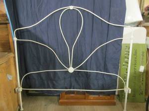 lot 42 image: vintage white iron headboard