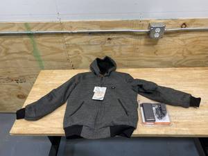 lot 44 image: MILWAUKEE PERFORMANCE-  Women Zipper Front Heated Hoodie wFront & Back Heating Elements and portable battery pack included-GREY