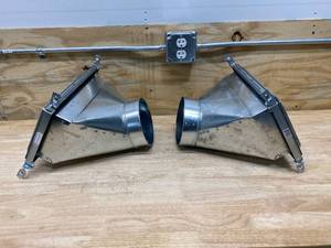 lot 75 image: SPEEDI-BOOT Lot of 2-  6 in. W x 12 in. L to 6 in. Dia 45 Degree Register Vent Boots with Adjustable Hangers