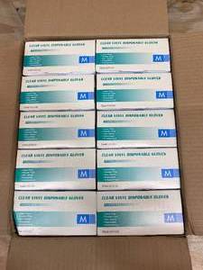 lot 114 image: Case of Vinyl Disposable Gloves (Size Medium) (10 Boxes of 100 pcs)