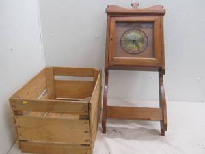 lot 110 image: Clock, wooden crate