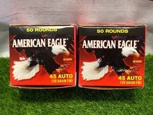 100 Rounds .45 Auto Ammo Ammunition