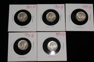 (5) Mercury Silver Dimes - Great Details