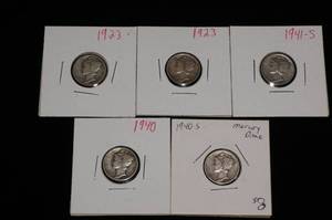 (5) Mercury Silver Dimes