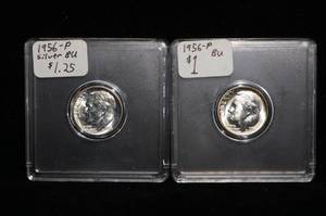 (2) 1956 Roosevelt Silver Dimes