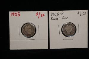 (2) Barber Silver Dimes