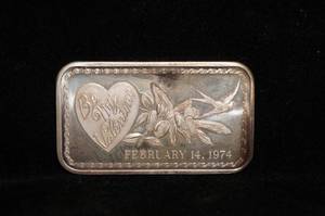1 Ounce Silver Bar - 1974 Valentines Day