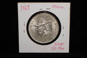 1968 Mexican Silver 25 Peso Coin