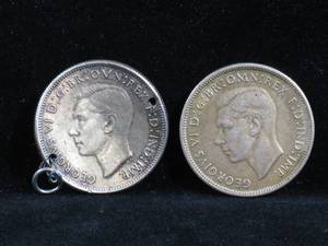 (2) 1944 Australian Florin Coins - 92.5% Silver