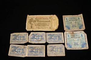 9 Pieces of Old German Currency