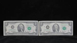(2) US $2 Bills - 2003-A