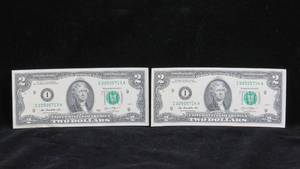 (2) US $2 Bills - 2013