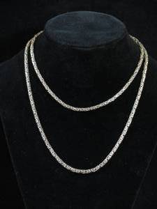Long Byzantine Link Sterling Silver Chain