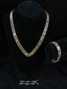 Rose Gold Tone Sterling Silver Necklace, Bracelet, and Earrings
