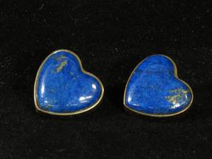 Sterling Silver Heart Earrings - Blue Stones