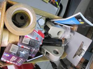 Box of Office Supplies (Tape, Dispe...
