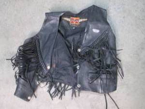 Black Leather & Fringe Excelsior He...