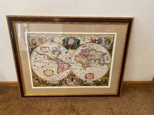 lot 160 image: Old World Map Framed Artwork