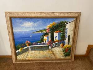 lot 178 image: Large Coastal Scene Framed Art