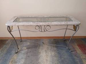 lot 3 image: Marble SofaHallway Table