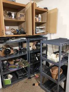 lot 300 image: Lot of Garage Items Includes Three Shelves