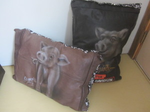 lot 22 image: Sturgis & Harley Leather Pillows