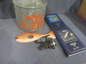 lot 106 image: Fishing Minnow Bucket, Books