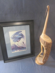 lot 122 image: Blue Heron Print & Carving