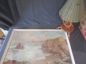 lot 143 image: Seascape Print, Lamp