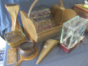 lot 196 image: Basket, Lamp, Metal holder