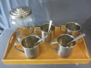 lot 166 image: Breakfast Tray, Cups, Jar