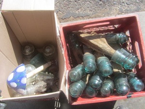 lot 348 image: Vintage Blue & Clear Insulators