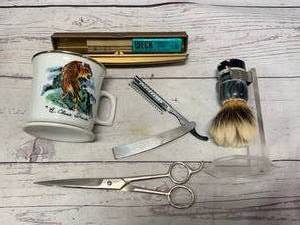 Japanese Shaving Cup,�WECK Hair Shaper�And�Scissors�