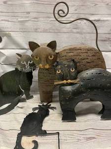 Metal Cat Art & Candle Holder�